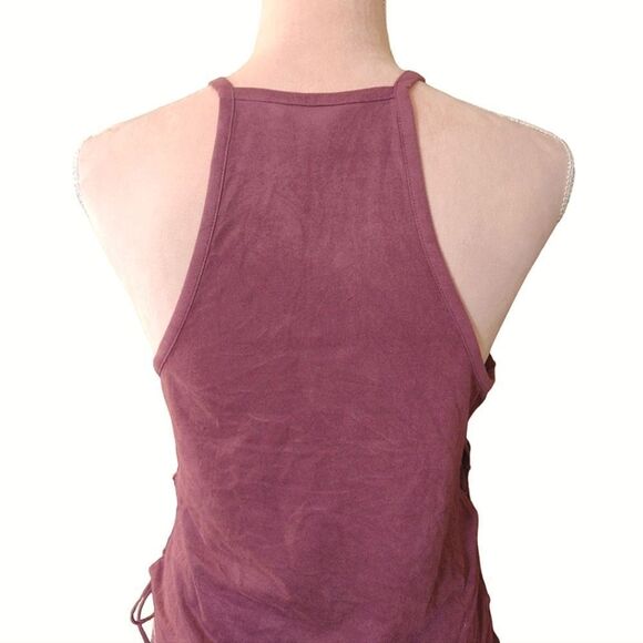 AEO Mauve Suede High Neck Lace Up Sides Crop Tank Top Large - Picture 14 of 16